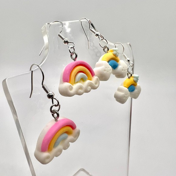 Rainbow Earrings - Cloud Earrings - Rainy Day Earrings - Spring Earrings - Picture 4 of 10
